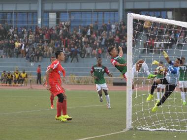 Mohun Bagan players in action against Aizawl in their I-League match on Thursday. 