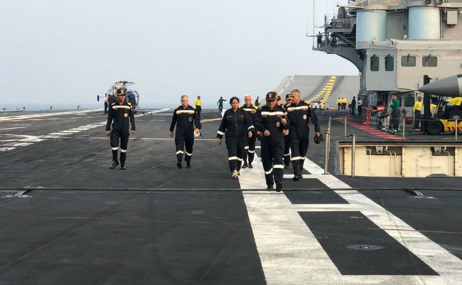 Sitharaman initially embarked on INS Kolkata, the first of the indigenously built Kolkata Class destroyers, and then spent the night at sea on board INS Vikramaditya. The Western Fleet undertook these major naval manoeuvres off the western seaboard to showcase its operational excellence and combat capabilities. Twitter @DefenceMinIndia Sitharaman initially embarked on INS Kolkata, the first of the indigenously built Kolkata Class destroyers, and then spent the night at sea on board INS Vikramaditya. The Western Fleet undertook these major naval manoeuvres off the western seaboard to showcase its operational excellence and combat capabilities. Twitter @DefenceMinIndia