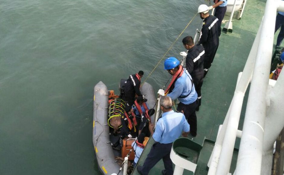 The Navy had deployed its stealth frigate INS Teg for the search operation, while surveillance aircraft P8i was also pressed into service. The Coast Guard had also diverted its ships to search the missing chopper. image courtesy: Twitter/@DefenceMinIndia The Navy had deployed its stealth frigate INS Teg for the search operation, while surveillance aircraft P8i was also pressed into service. The Coast Guard had also diverted its ships to search the missing chopper. image courtesy: Twitter/@DefenceMinIndia