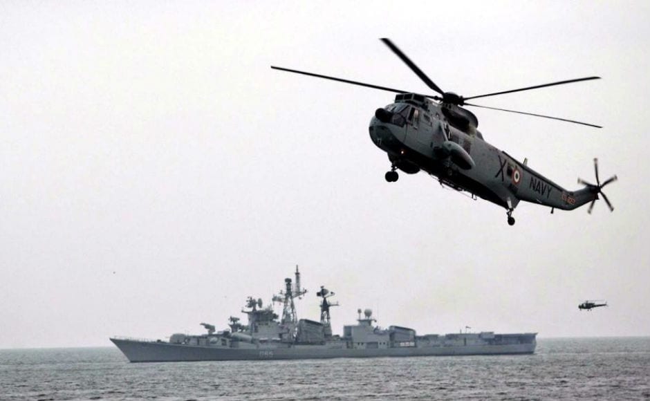 The helicopter with five ONGC officers and two pilots, took off from Juhu aerodrome at 10.25 am. The chopper went missing around 10.40 hours, prompting a large-scale rescue operation by Indian Coast Guard. Image courtesy: Twitter @IndiaCoastGuard The helicopter with five ONGC officers and two pilots, took off from Juhu aerodrome at 10.25 am. The chopper went missing around 10.40 hours, prompting a large-scale rescue operation by Indian Coast Guard. Image courtesy: Twitter @IndiaCoastGuard