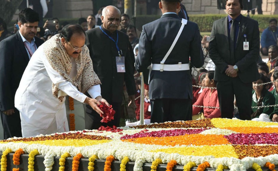 Vice-President Venkaiah Naidu paid his tributes to the Mahatma Gandhi. In a Twitter post, Naidu said, “He was a true apostle of peace and non-violence. His life and message must continue to inspire every Indian.” Image courtesy: Twitter/PIBIndia Vice-President Venkaiah Naidu paid his tributes to the Mahatma Gandhi. In a Twitter post, Naidu said, “He was a true apostle of peace and non-violence. His life and message must continue to inspire every Indian.” Image courtesy: Twitter/PIBIndia