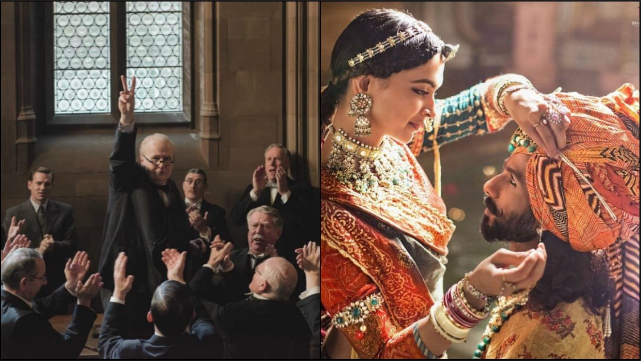 The movie posters of Darkest Hour (left) and Padmaavat.