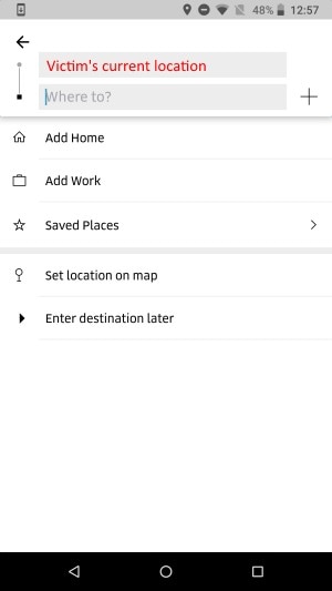 Screen of the legitimate app showing the user’s current location. Symantec