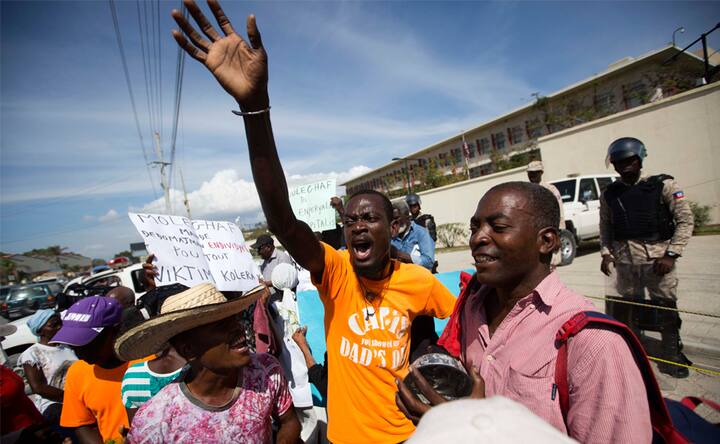Dozens protest against Donald Trump's 'shithole' remark outside US embassy in Haiti Dozens protest against Donald Trump's 'shithole' remark outside US embassy in Haiti