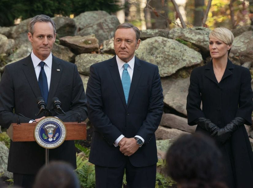 Michel Gill, Kevin Spacey and Robin Wright in House of Cards. Netflix