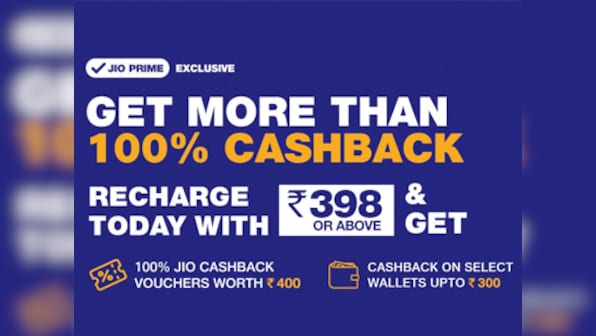 Jio offers 100 percent cashback and more on recharges of Rs 398 and above