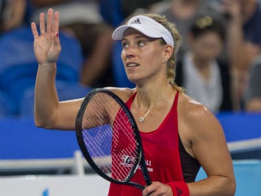 Angelique Kerber celebrates after guiding Germany to a 2-1 win over Belgium. AFP