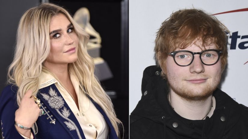 Kesha and Ed Sheeran. AP