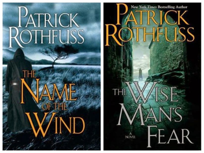 Covers of the first two The Kingkiller Chronicle books: The Name of the Wind and The Wise Man's Fear