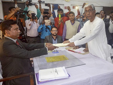 Tripura Assembly Election 2018: Manik Sarkar files nomination, to contest from home turf Dhanpur Tripura Assembly Election 2018: Manik Sarkar files nomination, to contest from home turf Dhanpur