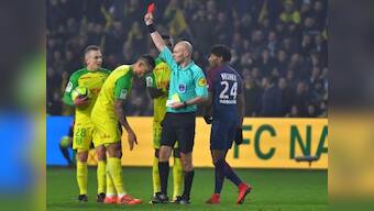 Ligue 1: Paris Saint-Germain's win over Nantes overshadowed by referee kicking and sending off Diego Carlos