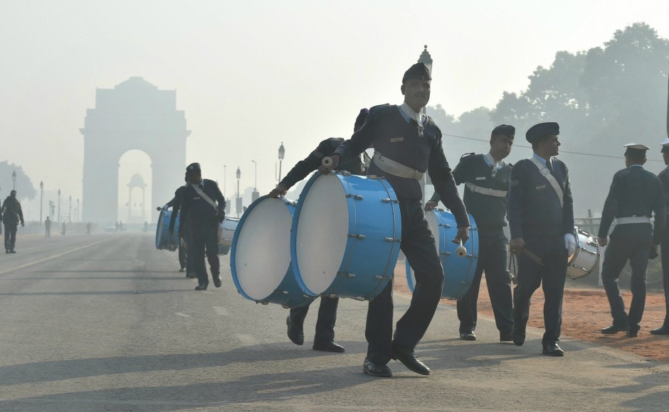 Navy band personnel during rehearsals ahead of the Republic Day parade. PTI Navy band personnel during rehearsals ahead of the Republic Day parade. PTI