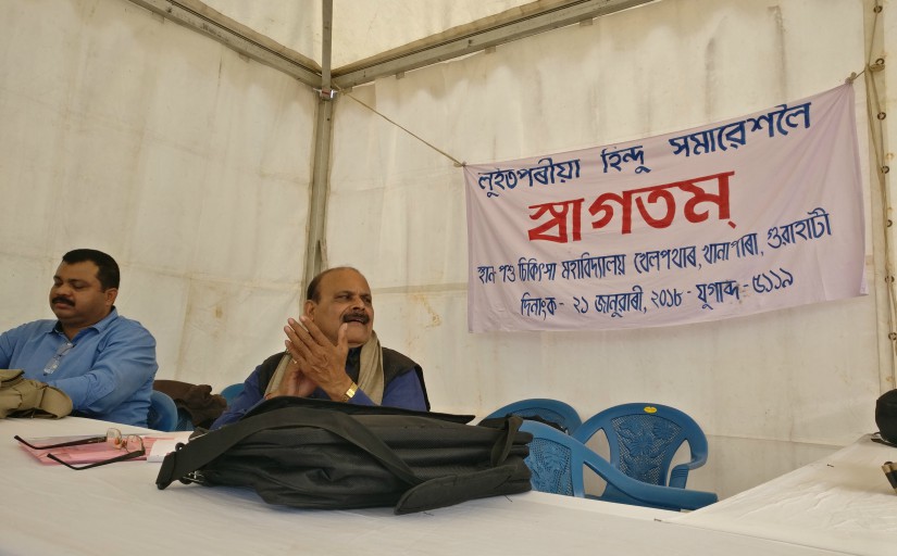 Khagen Saika, at the booth at Khanapara field on Saturday. Firstpost/Rishiraj Bhagawati