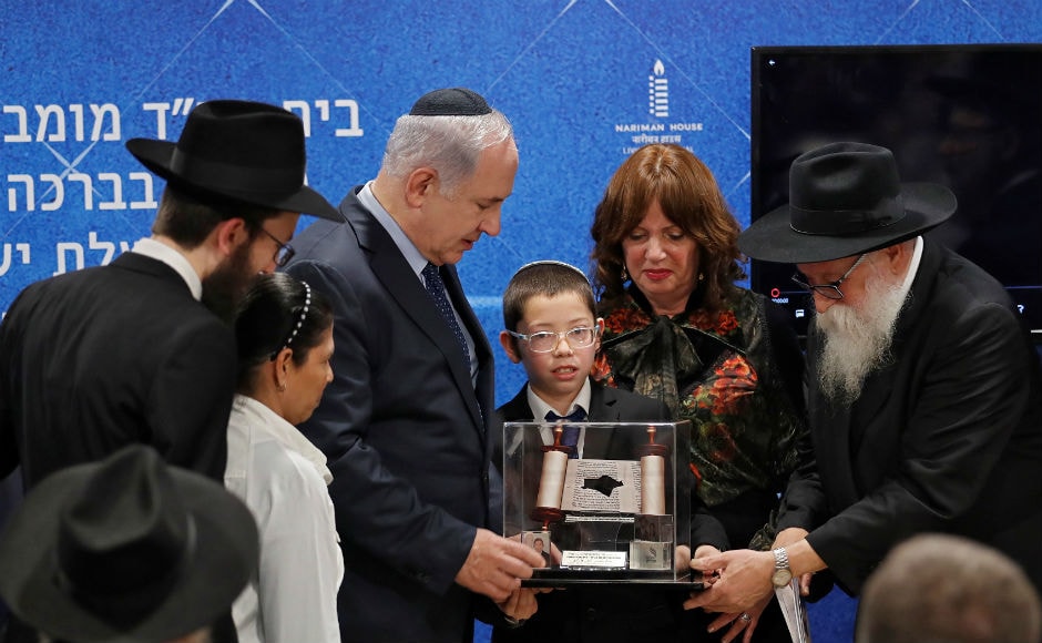 He also unveiled a plaque in the memory of Moshe’s parents, Chabad-Lubavitch emissaries Rabbi Gavriel and Rivka Holtzberg. Netanyahu will later interact with several Bollywood actors, producers and directors in the 'Shalom Bollywood' event. Reuters He also unveiled a plaque in the memory of Moshe’s parents, Chabad-Lubavitch emissaries Rabbi Gavriel and Rivka Holtzberg. Netanyahu will later interact with several Bollywood actors, producers and directors in the 'Shalom Bollywood' event. Reuters