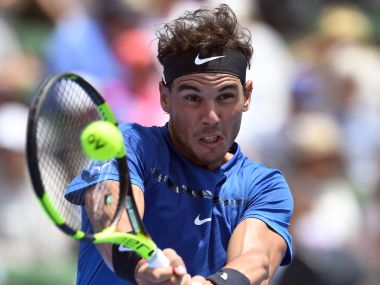 Rafael Nadal of Spain hits a backhand return against Richard Gasquet of France during the Kooyong Classic tennis tournament in Melbourne. AFP