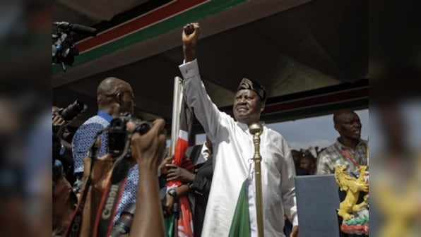 Kenyan opposition leader Raila Odinga inaugurates himself as 'people's president'; govt labels event 'treason'
