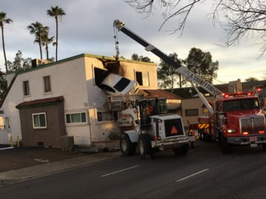 The car which crashed into the house in California. Twitter@OCFA_PIO