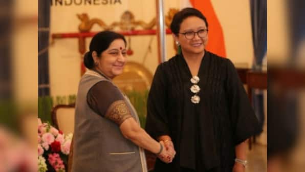 Sushma meets Indonesian vice-president in Jakarta, discusses ways to strengthen bilateral ties