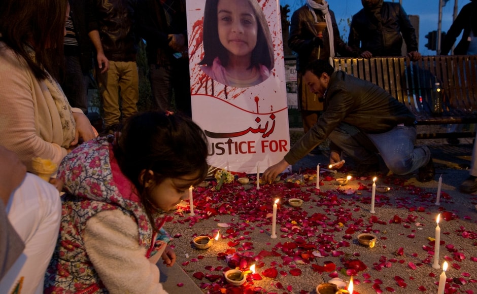 Samaa TV presenter Kiran Naz hosted a news bulletin with her daughter and delivered a statement on the events following the alleged abduction, rape and killing. AP Samaa TV presenter Kiran Naz hosted a news bulletin with her daughter and delivered a statement on the events following the alleged abduction, rape and killing. AP