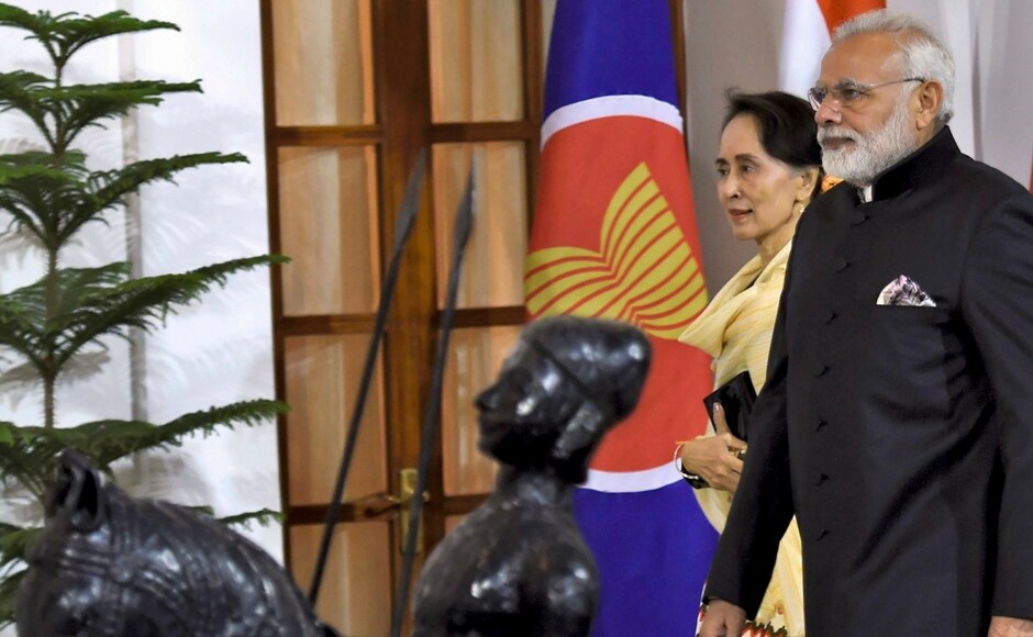 The prime minister met with State Counsellor of Myanmar, Aung San Suu Kyi on Wednesday and discussed on intensifying bilateral cooperation, including a follow up on key decisions taken during prime minister's visit to Myanmar in September 2017. PTI The prime minister met with State Counsellor of Myanmar, Aung San Suu Kyi on Wednesday and discussed on intensifying bilateral cooperation, including a follow up on key decisions taken during prime minister's visit to Myanmar in September 2017. PTI