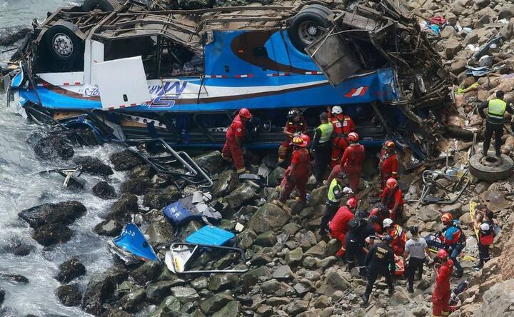 Peru bus accident: Death toll rises to 51; six survive after vehicle plunges off 'Devil's curve' Peru bus accident: Death toll rises to 51; six survive after vehicle plunges off 'Devil's curve'