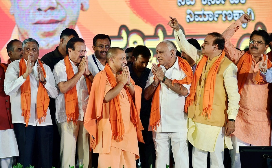 Adityanath urged the people to vote for the BJP in the ensuing Karnataka Assembly elections to step up development in the state. He also attacked the Congress and said Karnataka stagnated in development over the last four years under the party. PTI Adityanath urged the people to vote for the BJP in the ensuing Karnataka Assembly elections to step up development in the state. He also attacked the Congress and said Karnataka stagnated in development over the last four years under the party. PTI