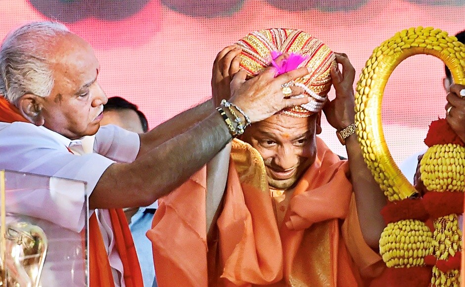 Adityanath was presented a Mysore peta by Yeddyurappa during rally. The chief minister said that Bengaluru had achieved the tag of India’s 'Silicon Valley', but for it to remain one in the coming years, it needed the support of the Centre. PTI Adityanath was presented a Mysore peta by Yeddyurappa during rally. The chief minister said that Bengaluru had achieved the tag of India’s 'Silicon Valley', but for it to remain one in the coming years, it needed the support of the Centre. PTI