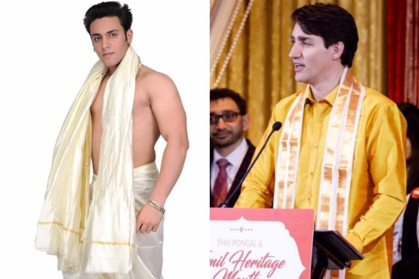 The Hindu Angavastram. Images from Twitter/@Geetanjali1010 and @Subbuscribe