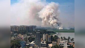 Bellandur lake catches fire again in Bengaluru; 5,000 army jawans douse blaze in the middle of wetlands