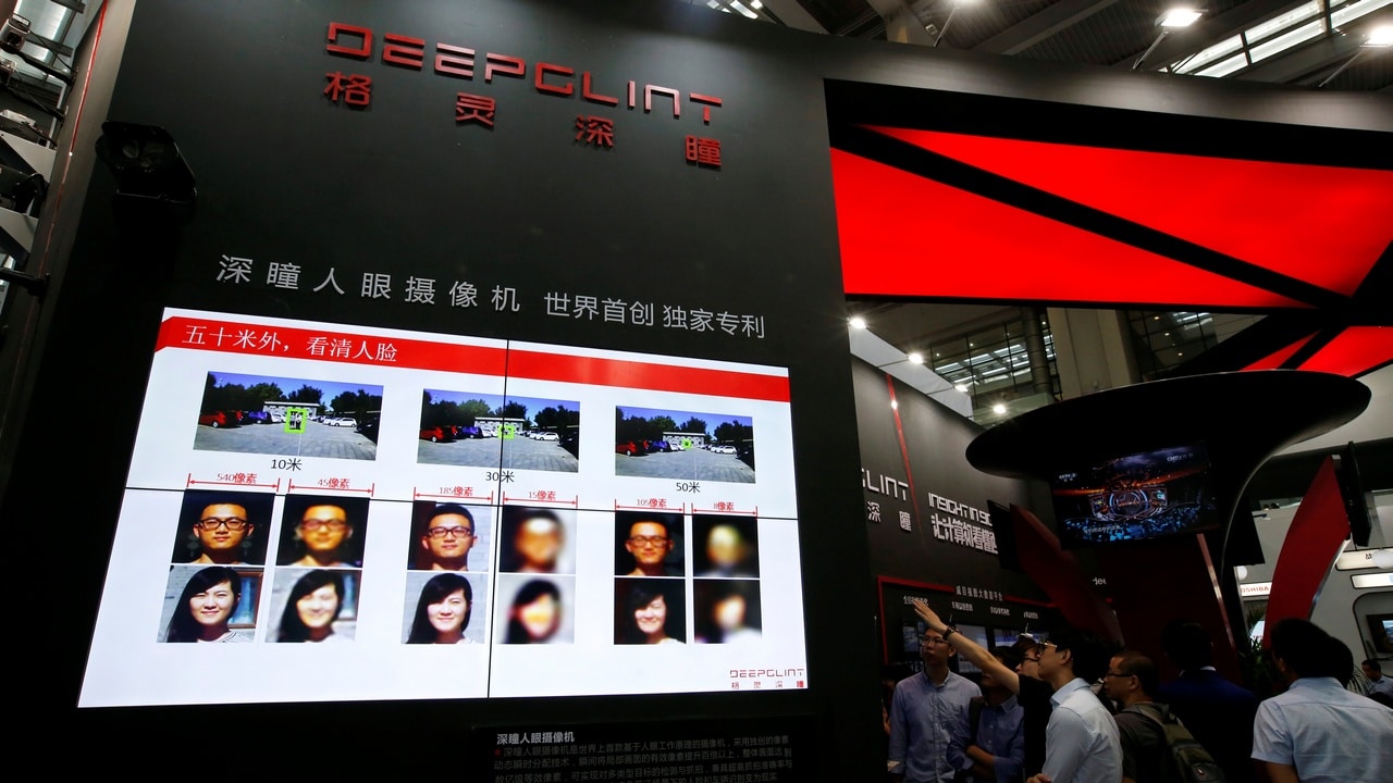 Facial recognition technology is shown at DeepGlint booth during the China Public Security Expo in Shenzhen, China October 30, 2017. Picture taken Octoberr 30, 2017. REUTERS/Bobby Yip - RC1E2E5D4080