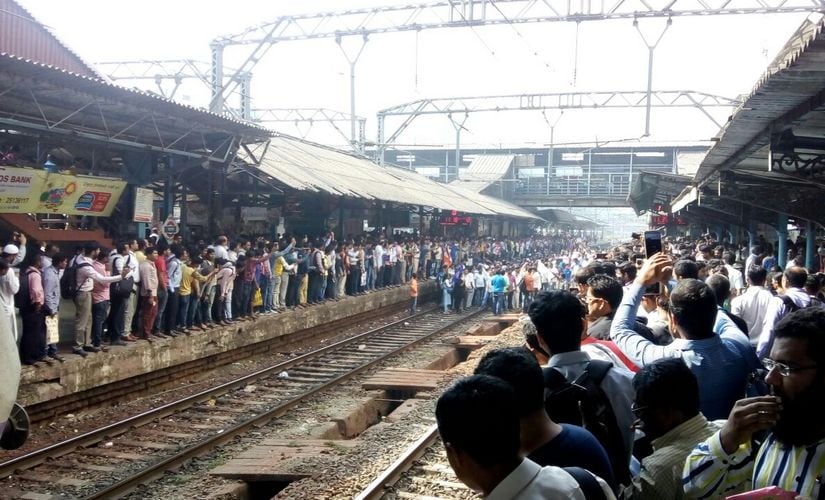 Protesters blocked railway track at the Ghatkopar station in Mumbai. Firstpost/ Jigar Mehta