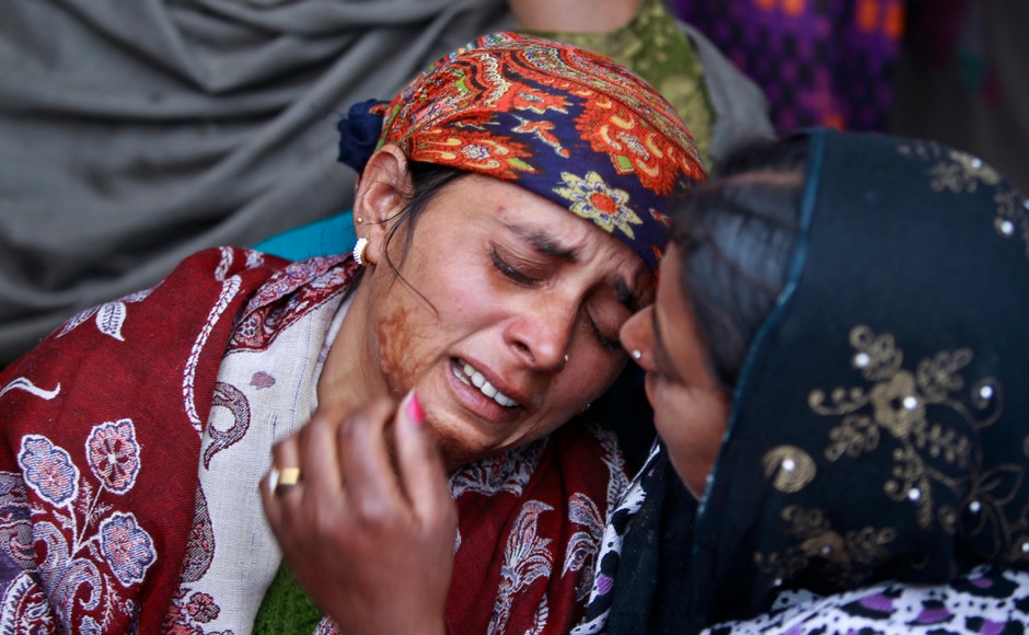 Mother of teenage girl Neelam Devi, who lost her life in the ceasefire violation, mourned at her funeral in Pindi in Arnia district. AP Mother of teenage girl Neelam Devi, who lost her life in the ceasefire violation, mourned at her funeral in Pindi in Arnia district. AP