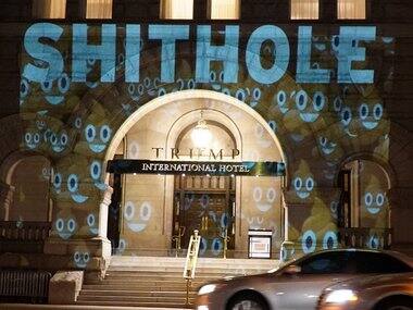 After Donald Trump's alleged remarks on immigration, man projects word 'shithole' on his hotel