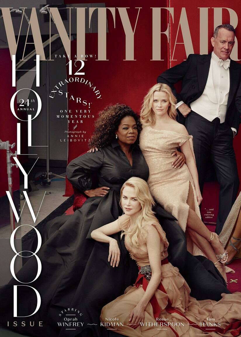 Reese Witherspoon, Oprah Winfrey, Nicole Kidman and Tom Hanks in a Vanity Fair photograph. Image by Vanity Fair.