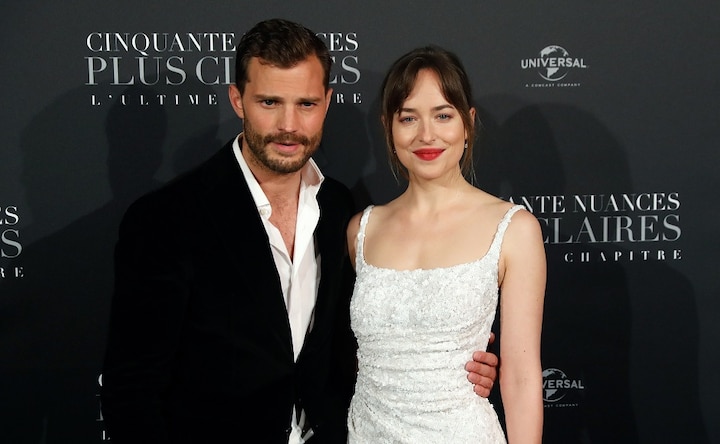 Fifty Shades Freed France premiere: Actors Jamie Dornan, Dakota Johnson, author EL James spotted