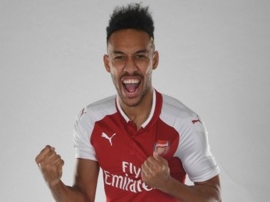 Pierre-Emerick Aubameyangs signing was announced by Arsenal on Wednesday. Image courtesy: Twitter/@Arsenal
