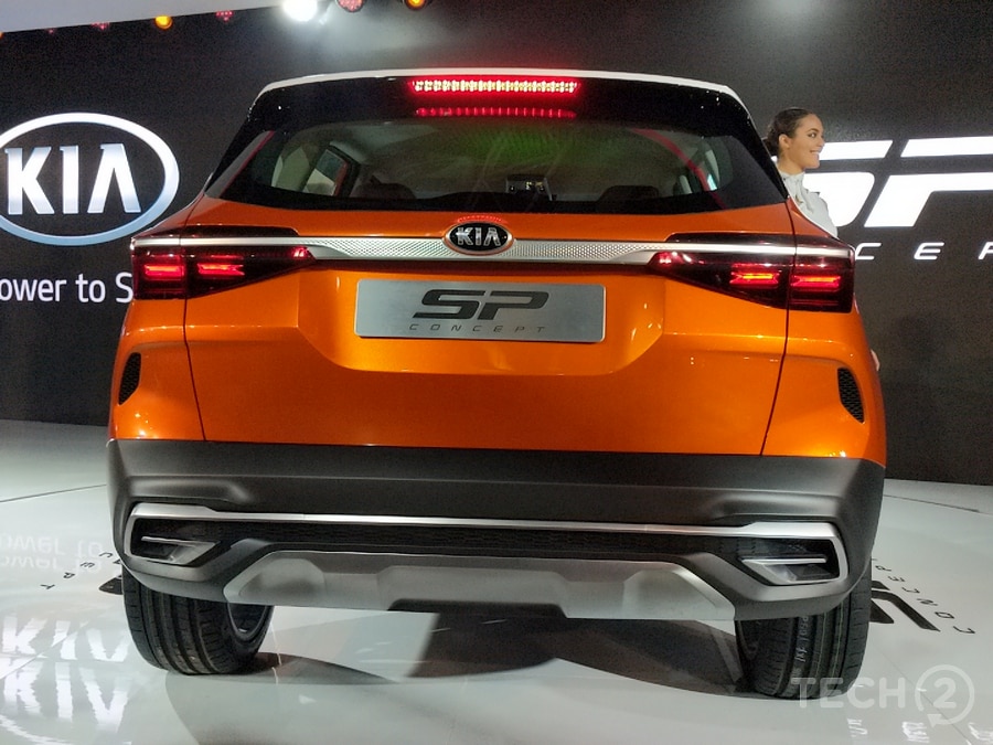 The design looks aggressive with bulging wheel arches and a sporty-looking white roof that compliments orange paint job. Image: tech2/Ankit Vengurlekar The design looks aggressive with bulging wheel arches and a sporty-looking white roof that compliments orange paint job. Image: tech2/Ankit Vengurlekar