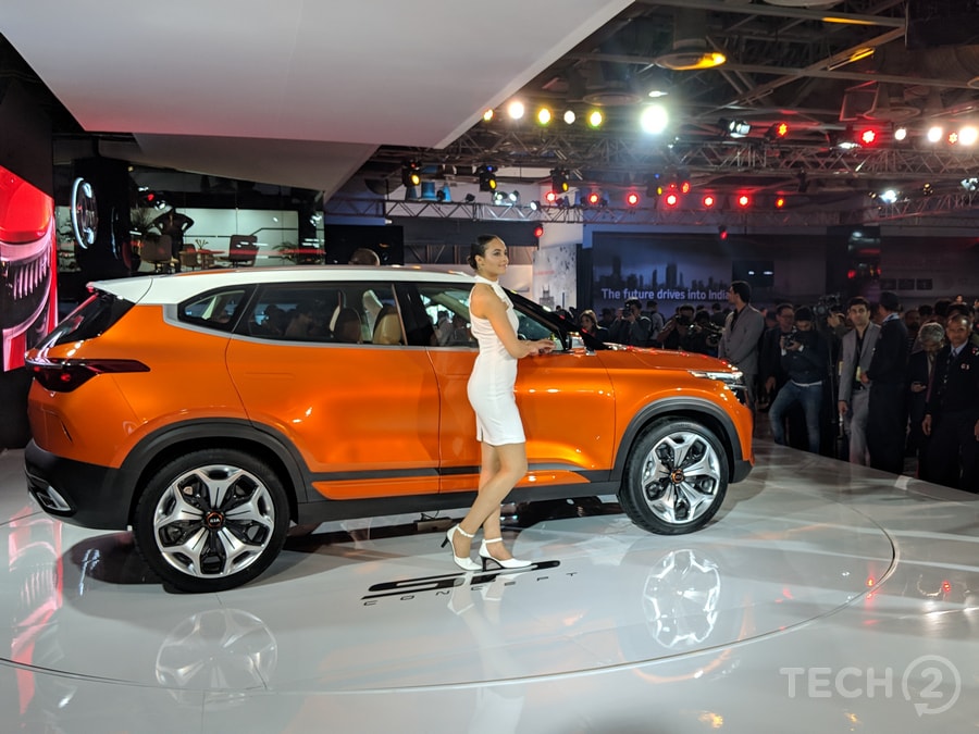 Korean automaker Kia today unveiled a new concept vehicle called the Kia SP Concept at the Auto Expo 2018. Image: tech2/Ankit Vengurlekar Korean automaker Kia today unveiled a new concept vehicle called the Kia SP Concept at the Auto Expo 2018. Image: tech2/Ankit Vengurlekar