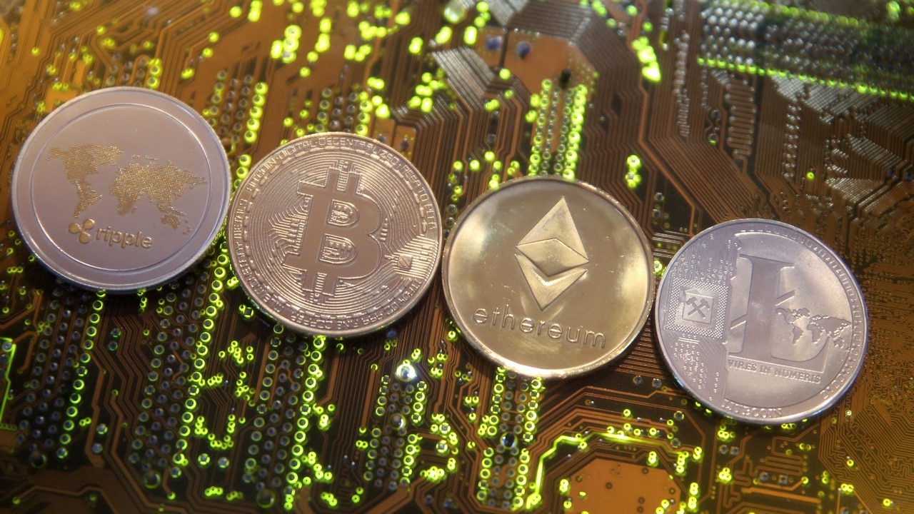 Representations of the Ripple, Bitcoin, Etherum and Litecoin virtual currencies. Image: Reuters