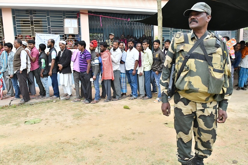 People cast their vote during the repoll in Sonamura, 80 kilometres far from Agartala, capital of the Northeastern state of Tripura. Image courtesy: Abhishek Saha/101Reporters