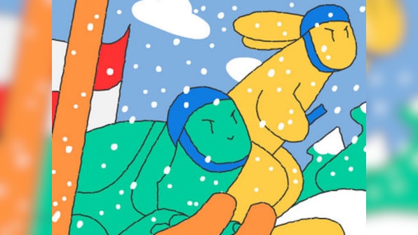 Google Doodle celebrates Day 10 of the Winter Olympics with a familiar rivalry in cross country skiing