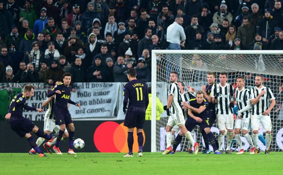 Eriksen equalised for Tottenham with a free kick in the 71st minute ensuring Spurs took a valuable two away goal advantage to Wembley. Reuters Eriksen equalised for Tottenham with a free kick in the 71st minute ensuring Spurs took a valuable two away goal advantage to Wembley. Reuters