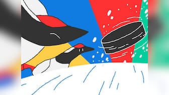 Google Doodle celebrates the team spirit of ice hockey on the 9th day of 2018 Winter Olympics