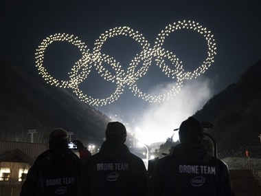 The Intel drone light show team produces the Olympic Winter Games PyeongChang 2018 Opening Ceremony drone light show, featuring Intel Shooting Star drones. Intel is providing drone technology at the Olympic Winter Games in South Korea. (Credit: Intel Corporation)