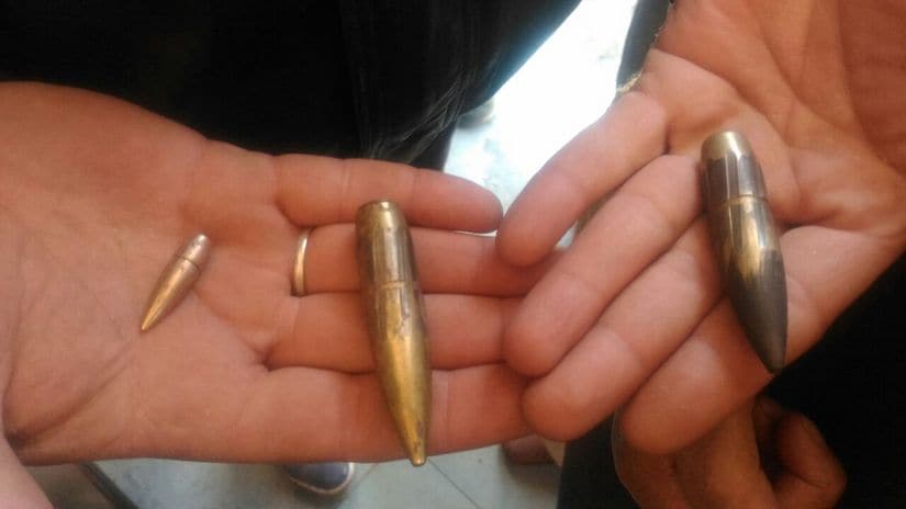 Villagers show bullets fired from across the LoC in Silikote village near Uri. Firstpost
