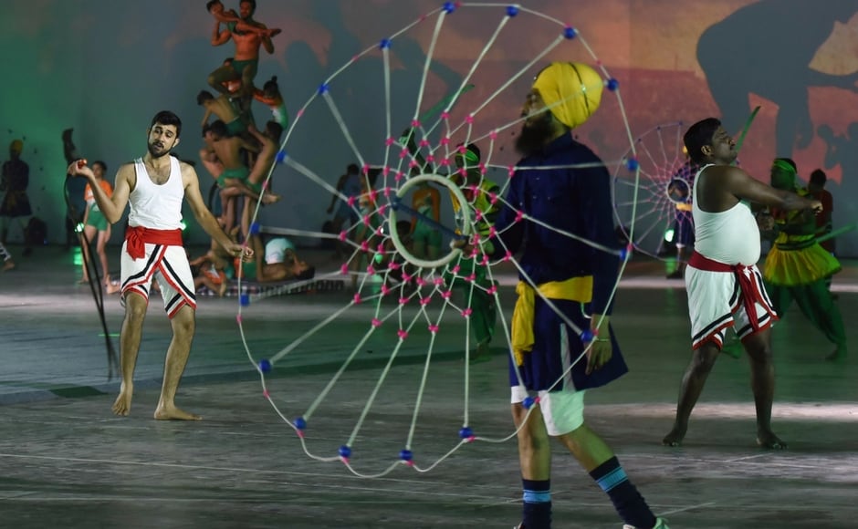 A spectacular show on India’s ancient sports and successes in the international arena was also in focus. Image courtesy: Agencies A spectacular show on India’s ancient sports and successes in the international arena was also in focus. Image courtesy: Agencies