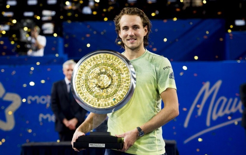 Lucas Pouille poses with the Open Sud de France trophy after defeating Richard Gasquet. Image courtesy: Twitter/@OpenSuddeFrance