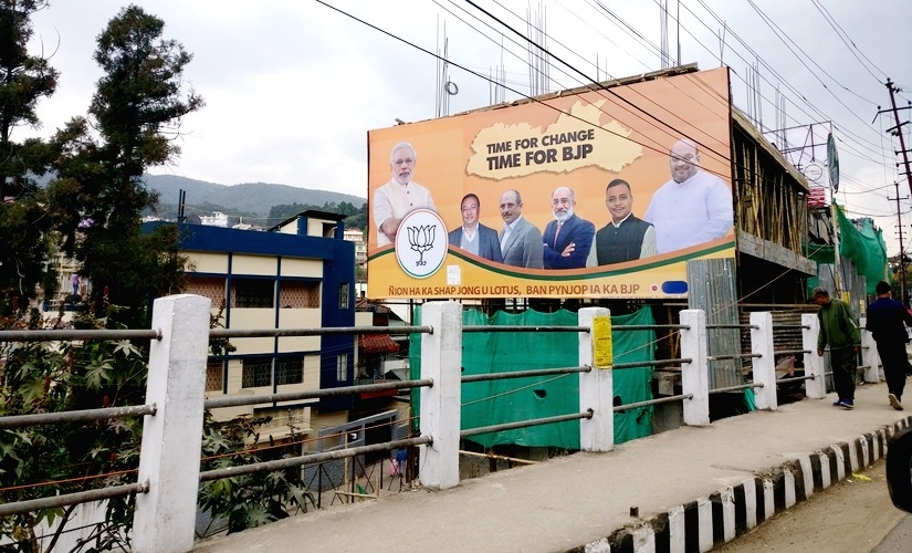 BJP advertisements calling for change in government in Meghalaya. Firstpost/Rishiraj Bhagwati