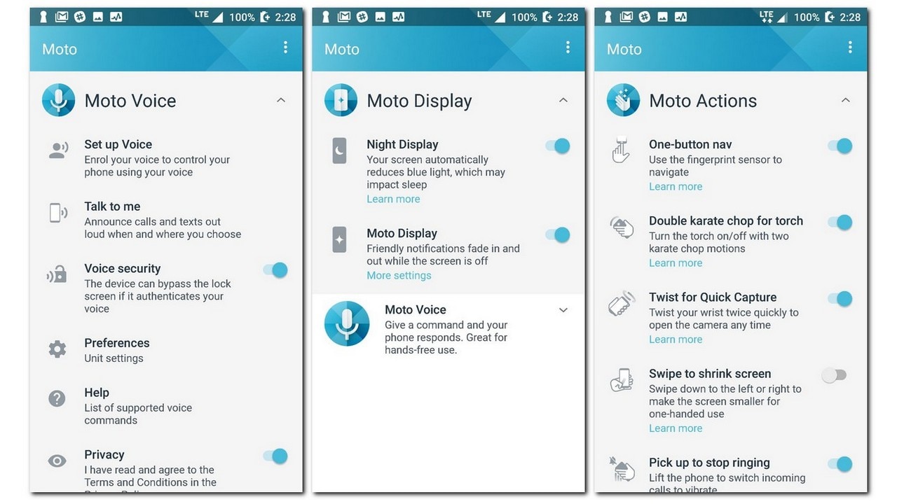 Moto assistant features 