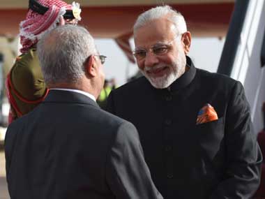 Narendra Modi arrives in Jordan on first leg of three-nation West Asia visit, to meet its leader King Abdullah II Narendra Modi arrives in Jordan on first leg of three-nation West Asia visit, to meet its leader King Abdullah II